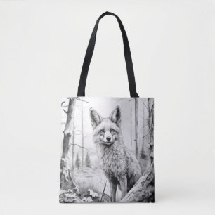 Fox Animal Discovery Wild Nature Ink Sketch Style Tasche