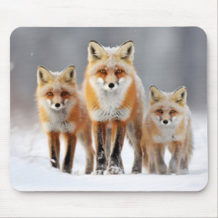 Fox Animal Family Wandering Natout Mousepad