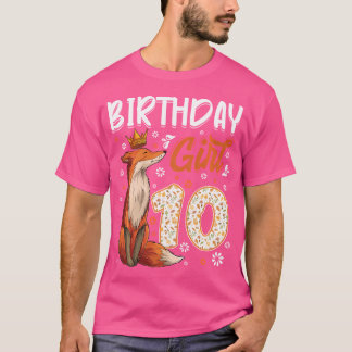 Fox Animal Lovers 10th Birthday Girl Fox B-Day 10 T-Shirt