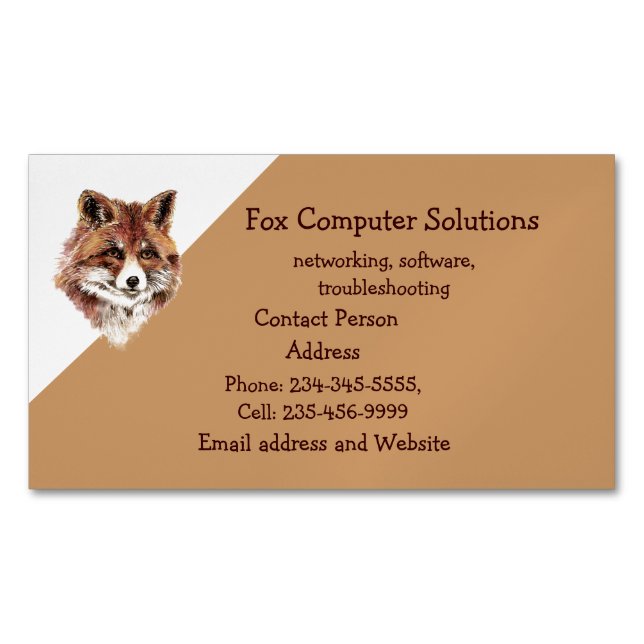 Fox Animal Nature Wildlife Computer Solutions Magnetische Visitenkarte (Vorderseite)