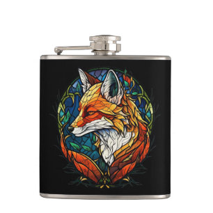Fox Animal Portrait Gestaltetes Glas Wildnis Außen Flachmann