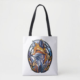 Fox Animal Portrait Gestaltetes Glas Wildnis Außen Tasche