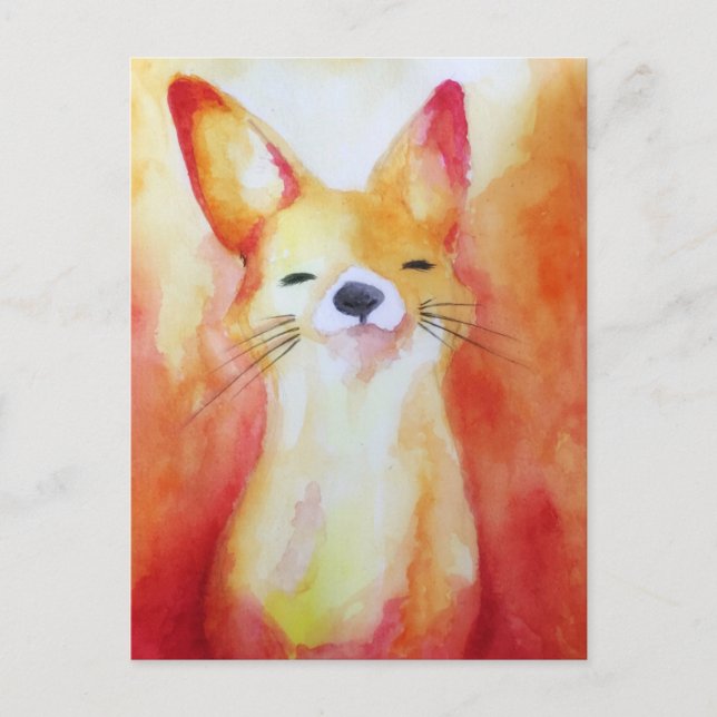 Fox Aquarellmalerei Postkarte (Vorderseite)