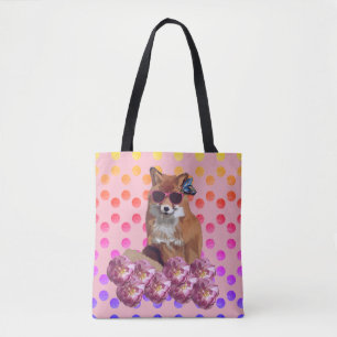 Fox Art and dots Tote Bag Tasche