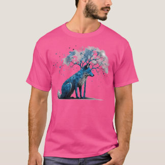Fox Artwork Tree Animal Art Fox T-Shirt