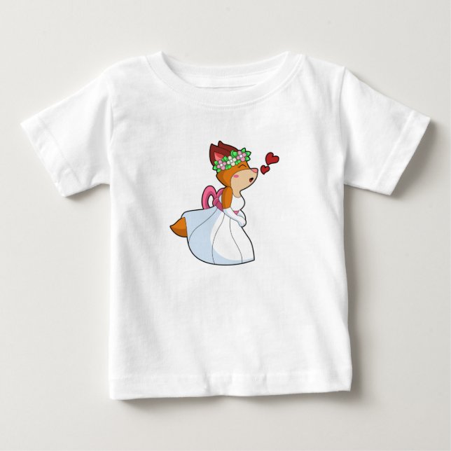 Fox as Bride mit Hochzeitskleid & Blume Wrea Baby T-shirt (Vorderseite)