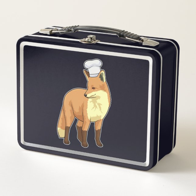 Fox as Cook mit Koch Hut Metall Brotdose (Vorderseite)