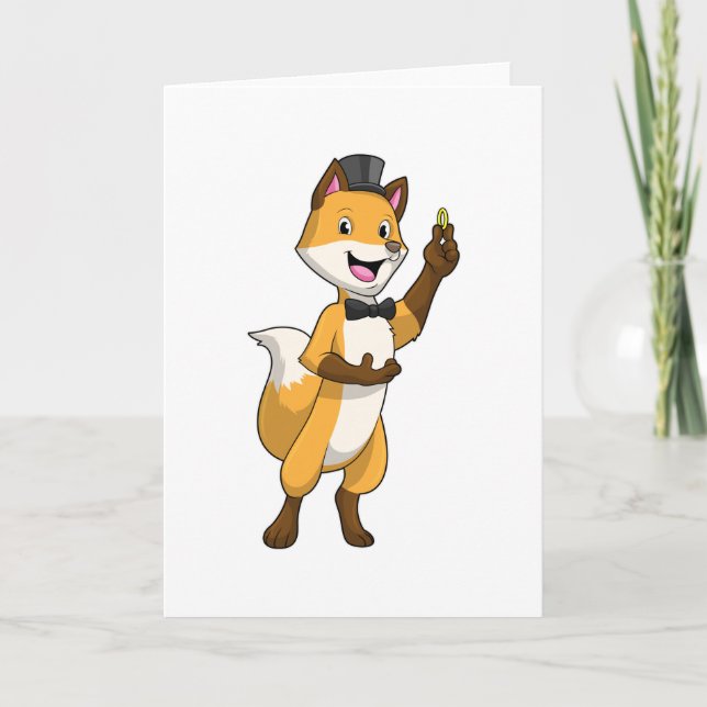 Fox as Groom mit Hochzeitsring Karte (Vorderseite)