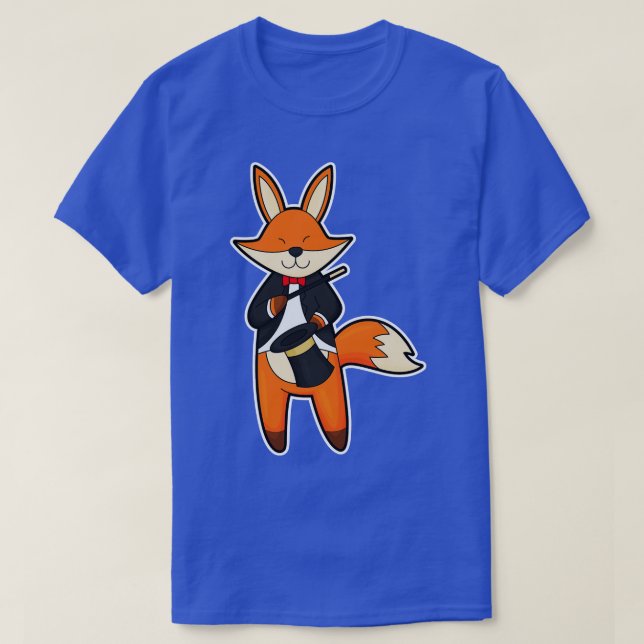 Fox as Magician mit Zauberstab-Hut T-Shirt (Design vorne)