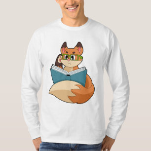 Fox as Nerd with Book & Glasses T-Shirt