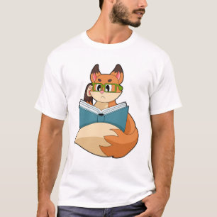 Fox as Nerd with Book & Glasses T-Shirt