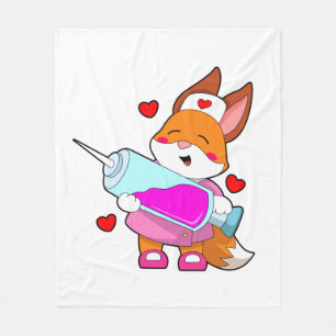 Fox as Nurse with Spritze Fleecedecke