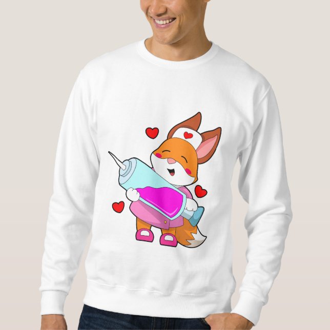 Fox as Nurse with Spritze Sweatshirt (Vorderseite)