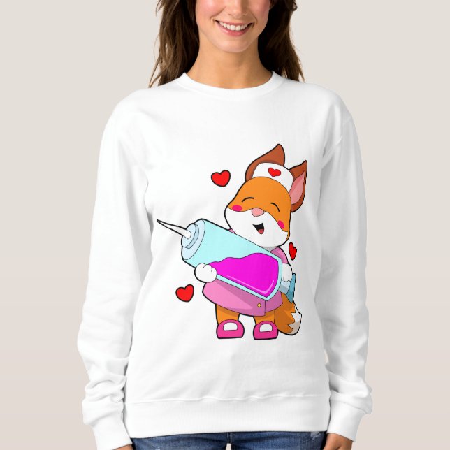 Fox as Nurse with Spritze Sweatshirt (Vorderseite)