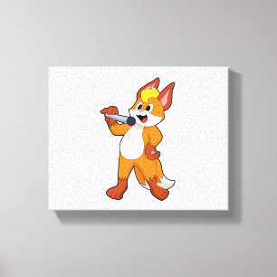 Fox as Sänger mit Mikrofon Leinwanddruck