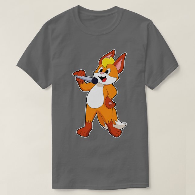 Fox as Sänger mit Mikrofon T-Shirt (Design vorne)