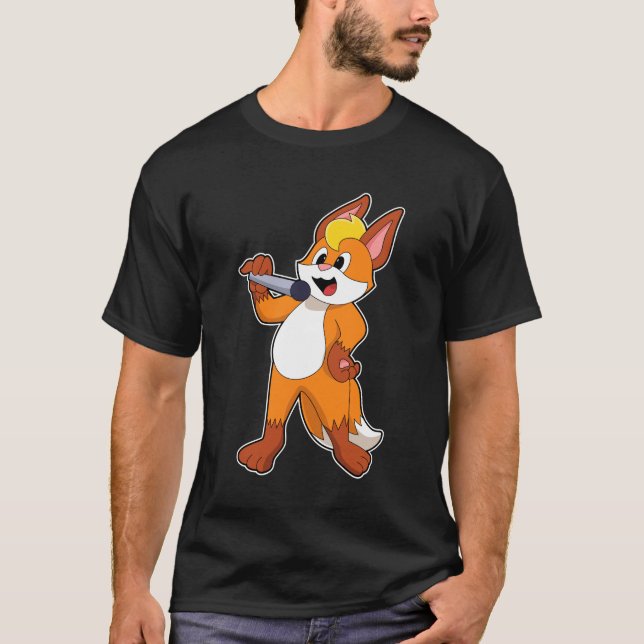 Fox as Singer with Microphone T-Shirt (Vorderseite)