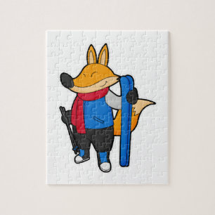 Fox as Skier mit Ski
