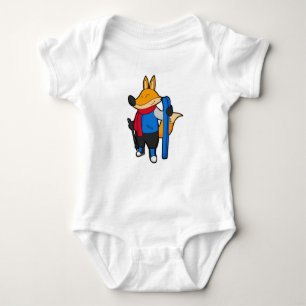 Fox as Skier mit Ski Baby Strampler