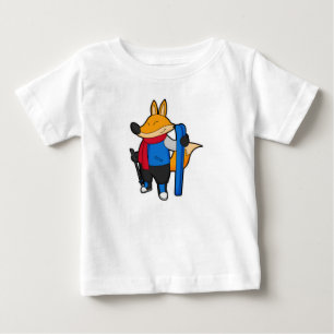 Fox as Skier mit Ski Baby T-shirt