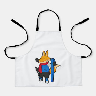 Fox as Skier mit Ski Schürze