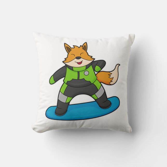 Fox as Snowboarder with Snowboard Kissen (Vorderseite)