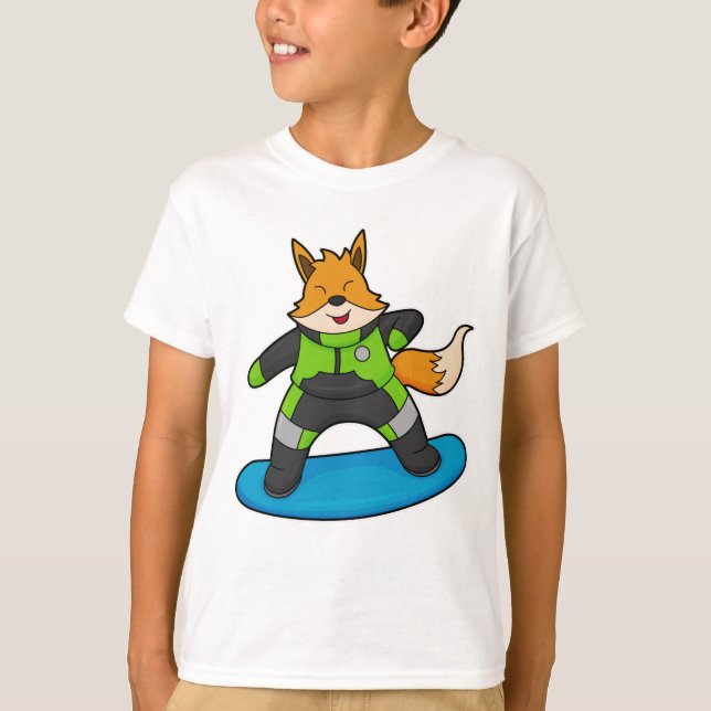 Fox as Snowboarder with Snowboard T-Shirt (Vorderseite)
