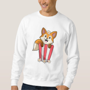 Fox at Eating with Popcorn Sweatshirt