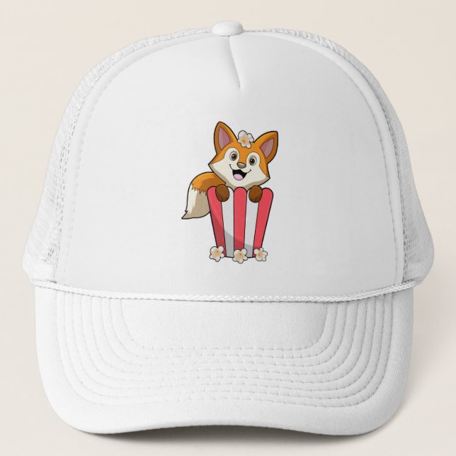 Fox at Eating with Popcorn Truckerkappe (Vorderseite)