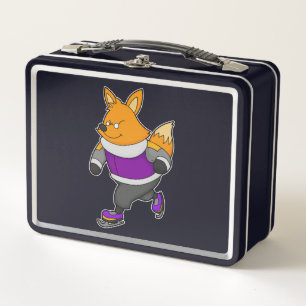 Fox at Ice Skaten mit Ice Skate & Brille Metall Brotdose