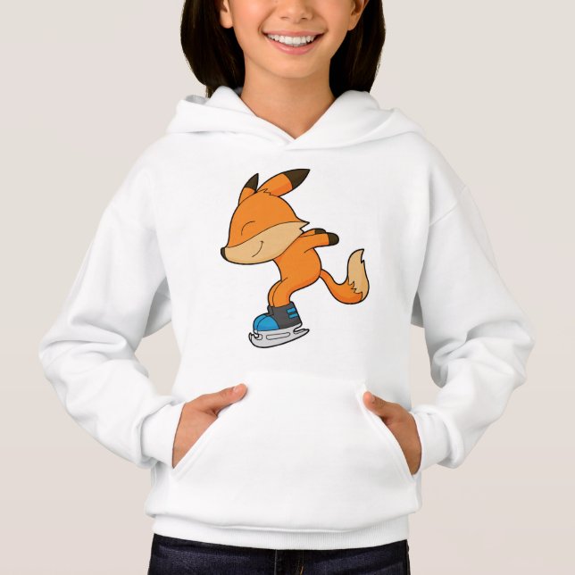 Fox at Ice skating with Ice skates Hoodie (Vorderseite)