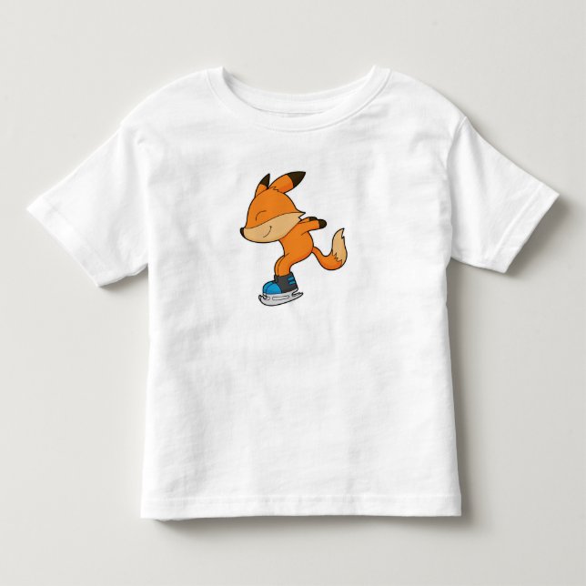 Fox at Ice skating with Ice skates Kleinkind T-shirt (Vorderseite)