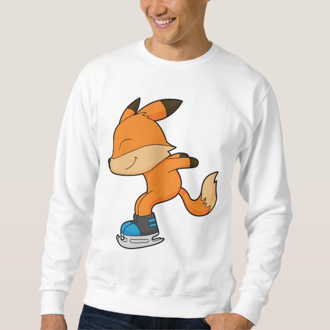 Fox at Ice skating with Ice skates Sweatshirt (Vorderseite)