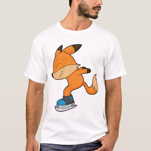 Fox at Ice skating with Ice skates T-Shirt (Vorderseite)