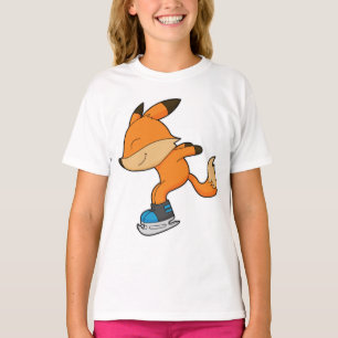 Fox at Ice skating with Ice skates T-Shirt