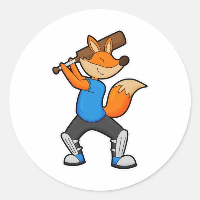 Fox auf Cricket mit Cricket Flex Runder Aufkleber (Vorderseite)