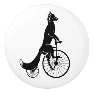 Fox auf einem Fahrrad Keramikknauf
