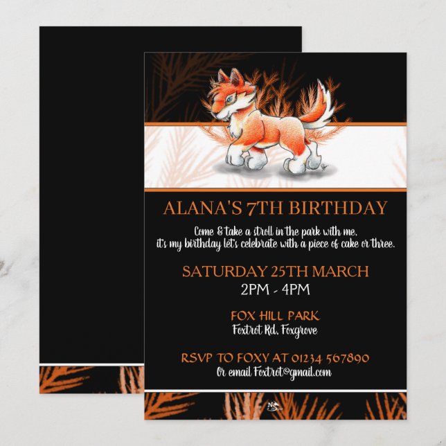 Fox Autumn Walk - Wildlife Birthday Einladungen (Vorne/Hinten)