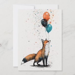 Fox avec Balloon et Casquette de fête Carte de voe
