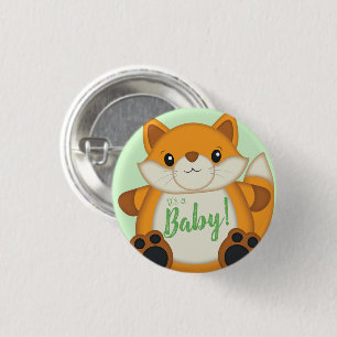 Fox Baby Dusche grün Button
