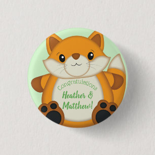 Fox Baby Dusche grün Button