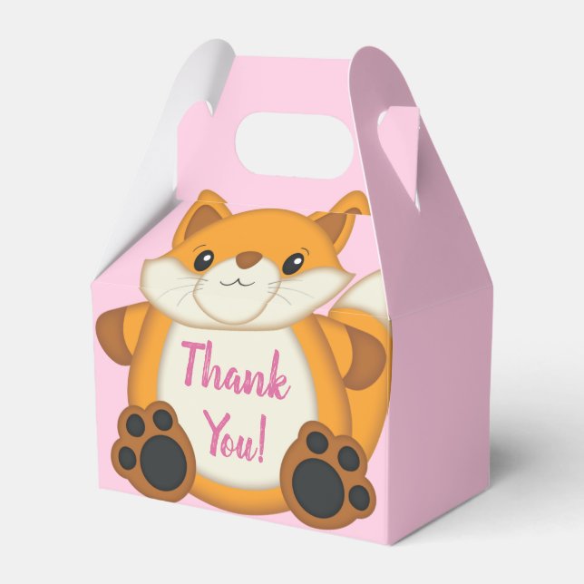 Fox Baby Dusche Pink Geschenkschachtel (Vorderseite)