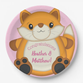 Fox Baby Dusche Pink Pappteller