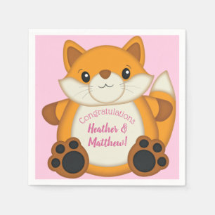 Fox Baby Dusche Pink Serviette