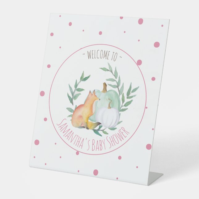 Fox Baby Duschgel - rosa Fall Thema Sockelschild (Vorderseite)