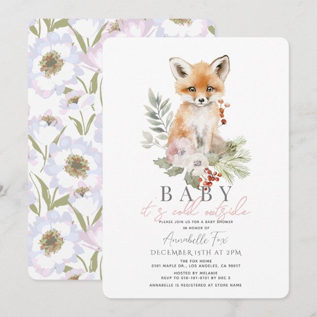 Fox Baby Es ist kalte Außendusche Einladung (Vorne/Hinten)