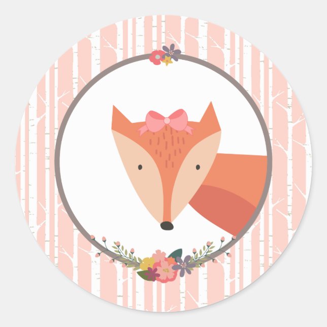 Fox Baby Girl Runder Aufkleber (Vorderseite)