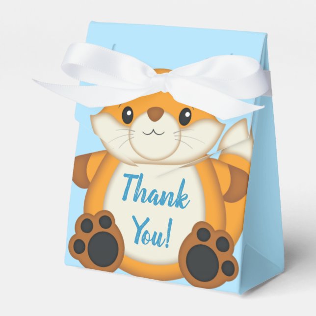 Fox Baby Shower Blue Geschenkschachtel (Vorderseite)