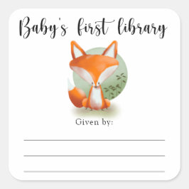 Fox Baby Shower Buchzeichen, Babybücher Quadratischer Aufkleber