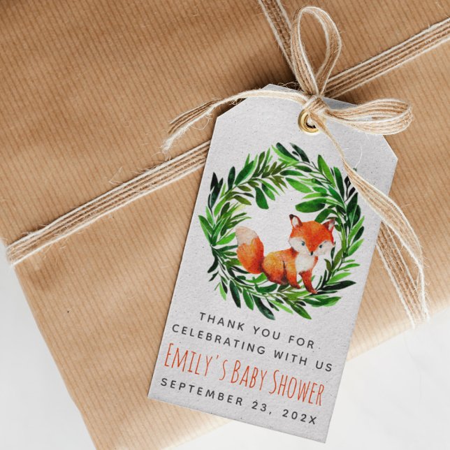 Fox Baby Shower Niedlich Woodland Aquarell Geschenkanhänger (Von Creator hochgeladen)